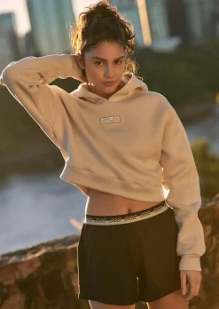 Lorna Jane All Hours Secret Pocket Cropped Hoodie Ivory Outlet