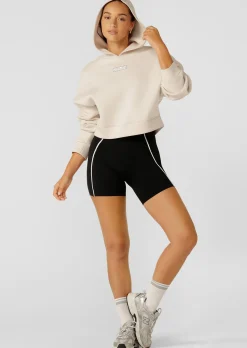 Lorna Jane All Hours Secret Pocket Cropped Hoodie Ivory Outlet