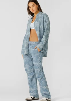 Lorna Jane Aloha Denim Button Up Shirt AlohaBluesPrint Best