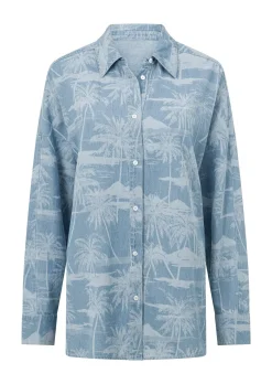 Lorna Jane Aloha Denim Button Up Shirt AlohaBluesPrint Best