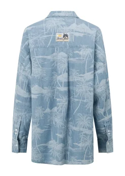 Lorna Jane Aloha Denim Button Up Shirt AlohaBluesPrint Best
