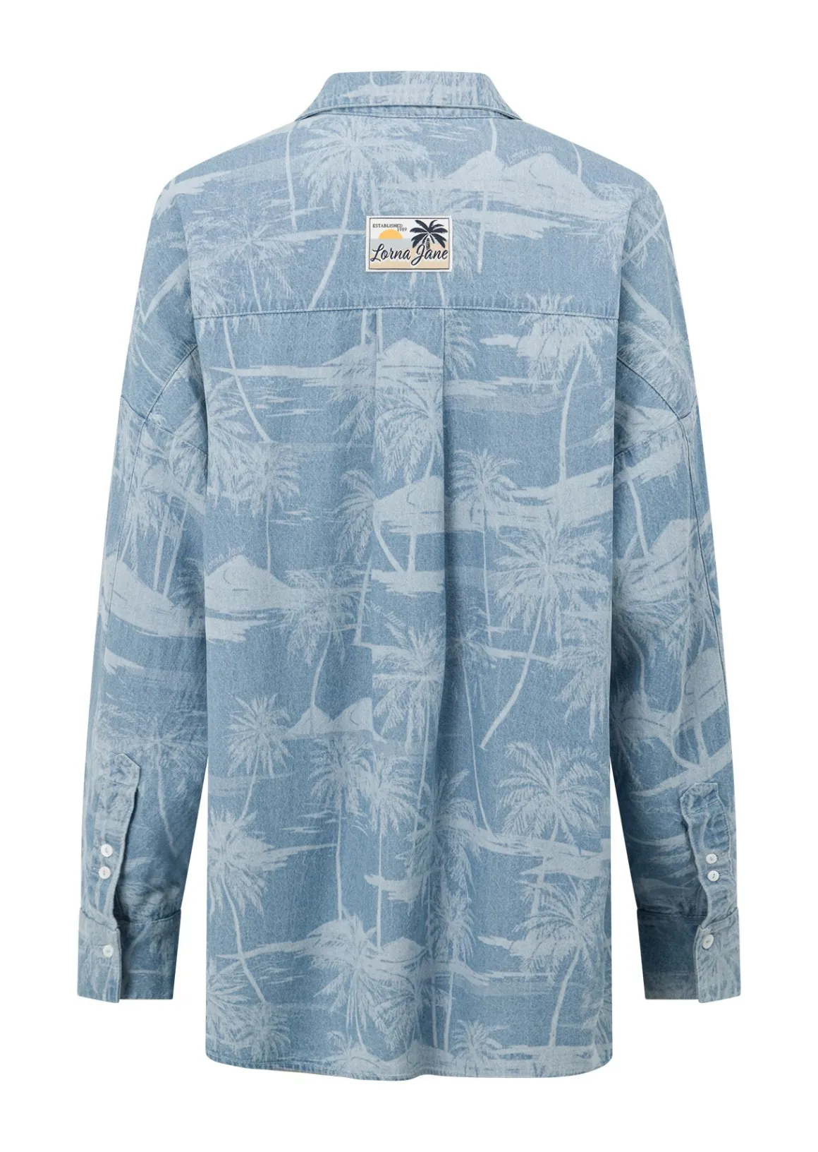 Lorna Jane Aloha Denim Button Up Shirt AlohaBluesPrint Best