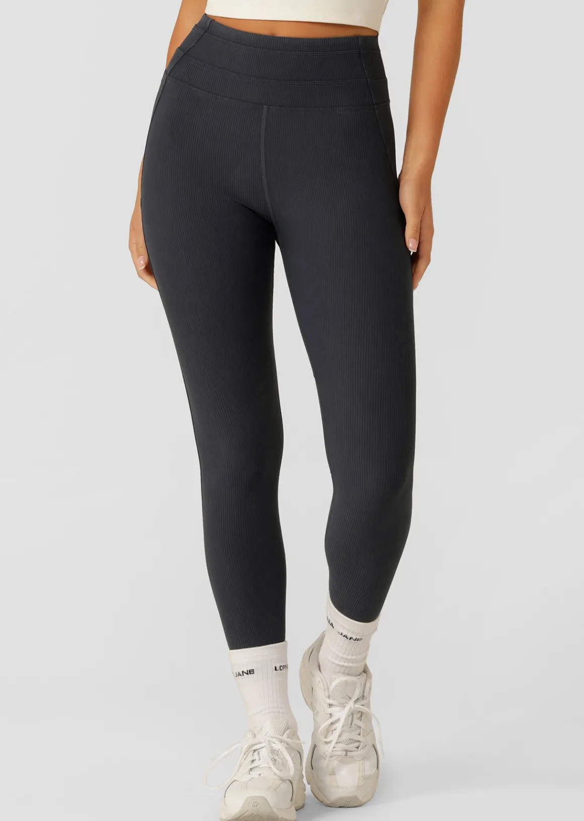 Lorna Jane Amplify Washed Rib Ankle Biter Leggings WashedBlack Sale