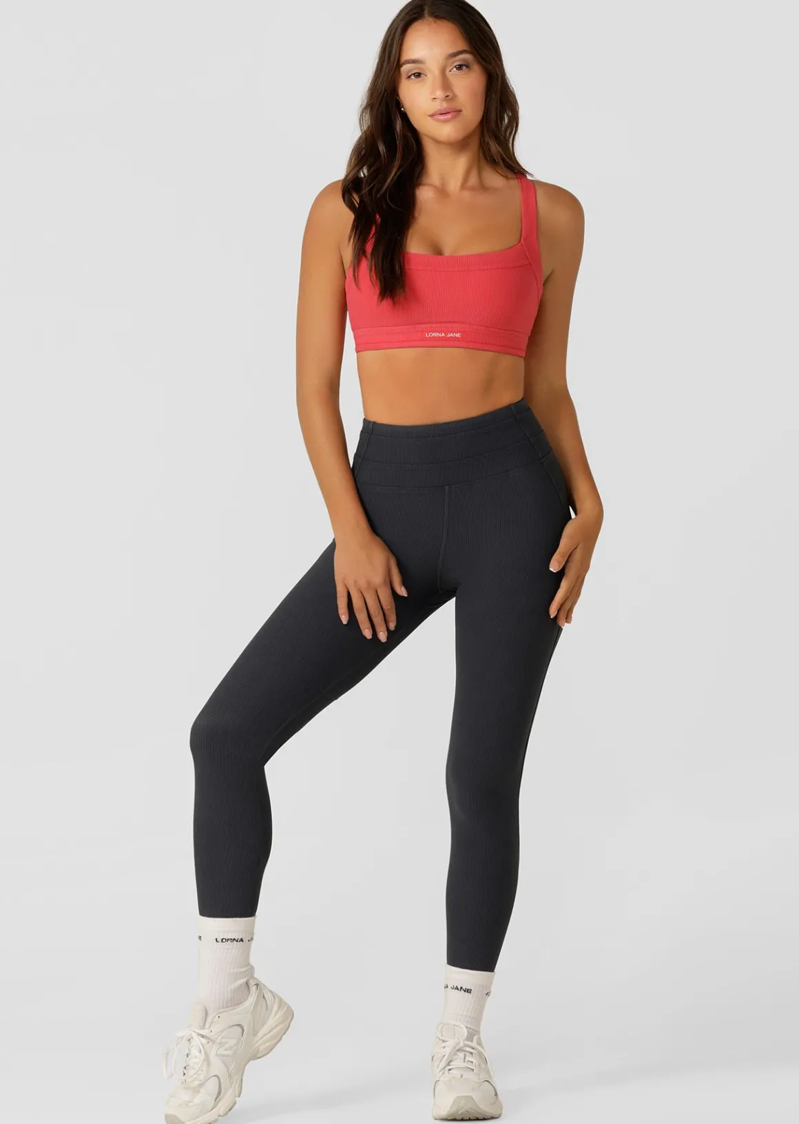 Lorna Jane Amplify Washed Rib Ankle Biter Leggings WashedBlack Sale