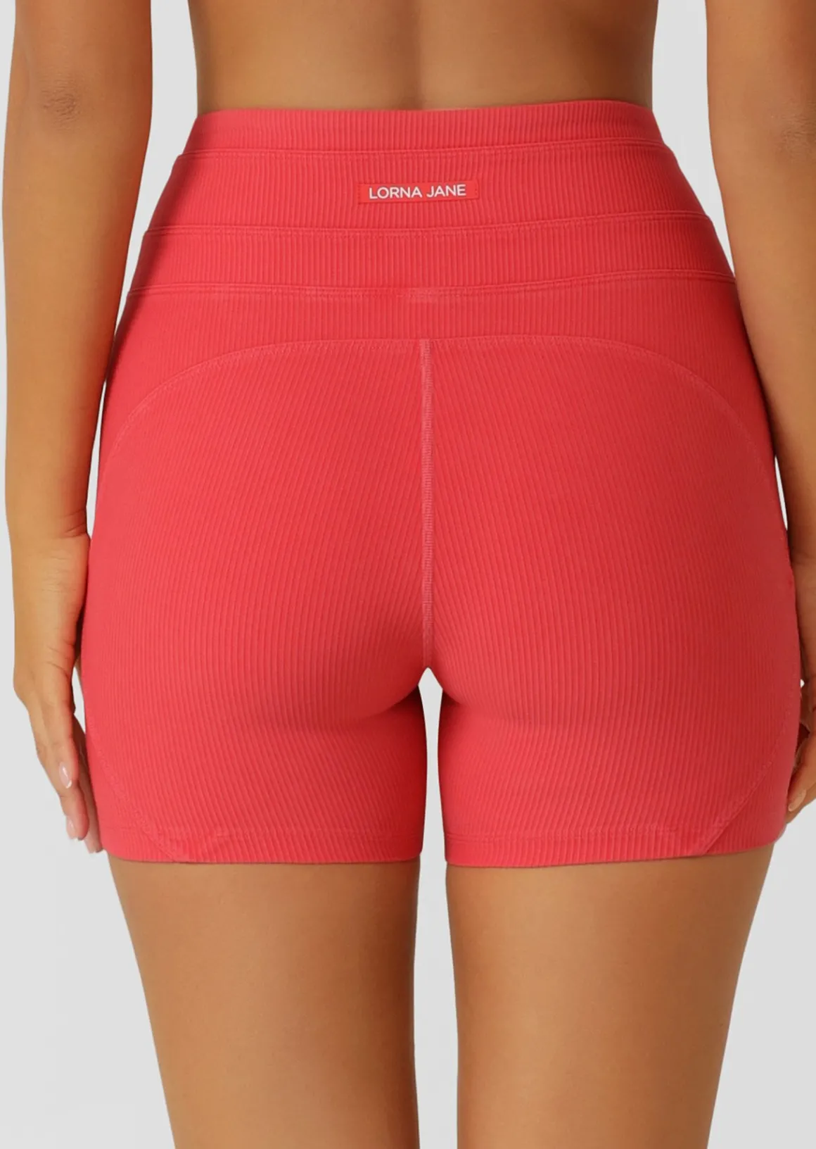 Lorna Jane Amplify Washed Rib 12cm Bike Shorts WashedGinger Clearance