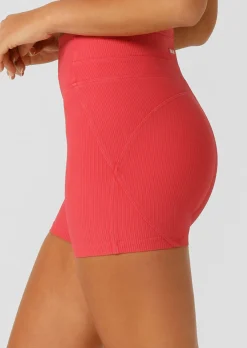 Lorna Jane Amplify Washed Rib 12cm Bike Shorts WashedGinger Clearance