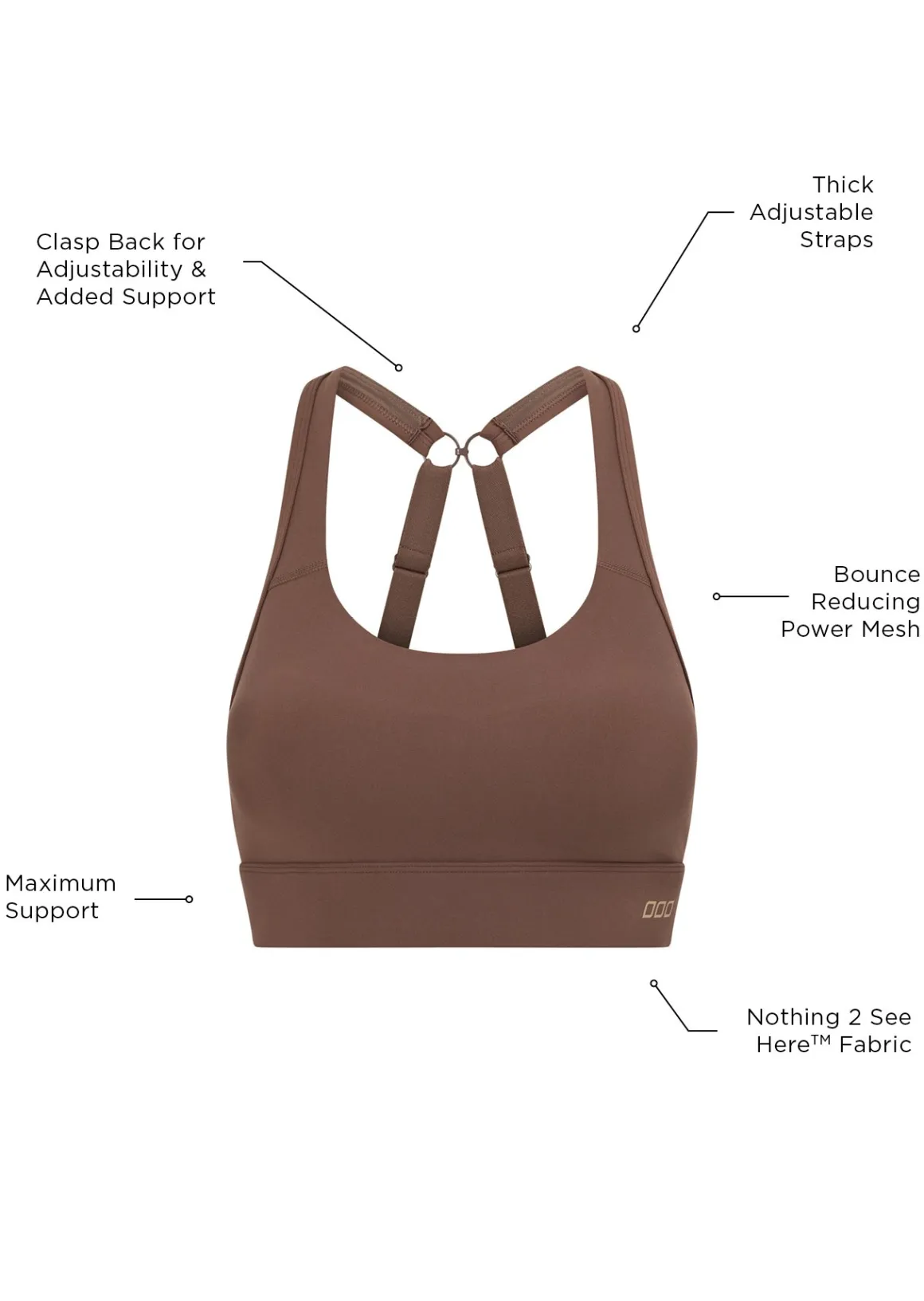 Lorna Jane Amy Maximum Support Sports Bra Chocolate Hot