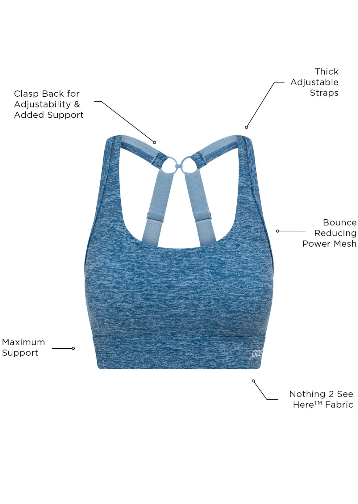 Lorna Jane Amy Maximum Support Sports Bra WashedOutBlueMarlPrint