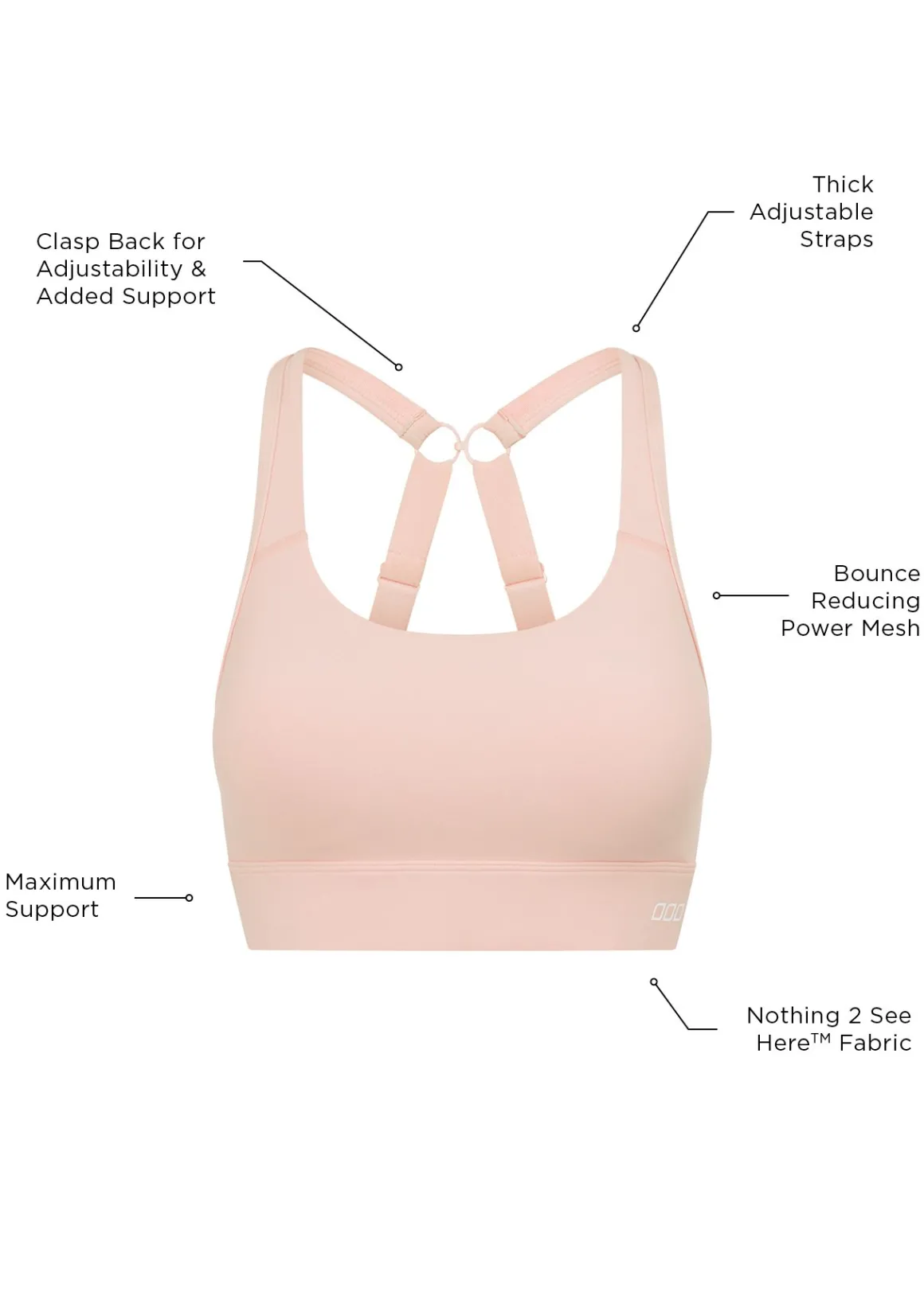 Lorna Jane Amy Maximum Support Sports Bra BlushedPink New