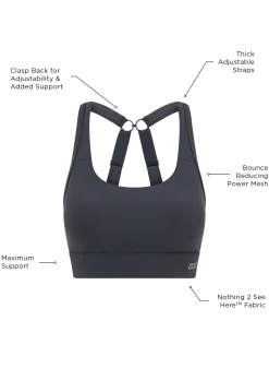 Lorna Jane Amy Maximum Support Sports Bra Titanium New