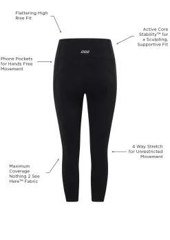 Lorna Jane Amy Phone Pocket 7/8 Tech Leggings Black Best