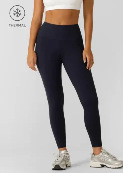 Lorna Jane Amy Thermal Phone Pocket Full Length Leggings MidnightBlue New