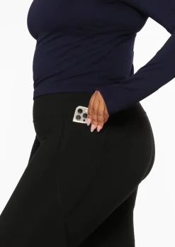 Lorna Jane Amy Thermal Phone Pocket Full Length Leggings Black Outlet