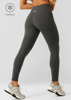 Lorna Jane Amy Thermal Phone Pocket Full Length Leggings DarkTitanium Outlet