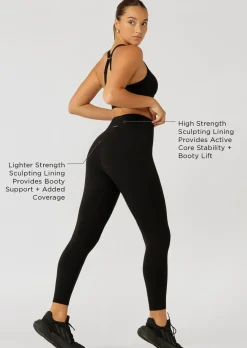 Lorna Jane Booty Lift and Support Pocket Ankle Biter Leggings Black New