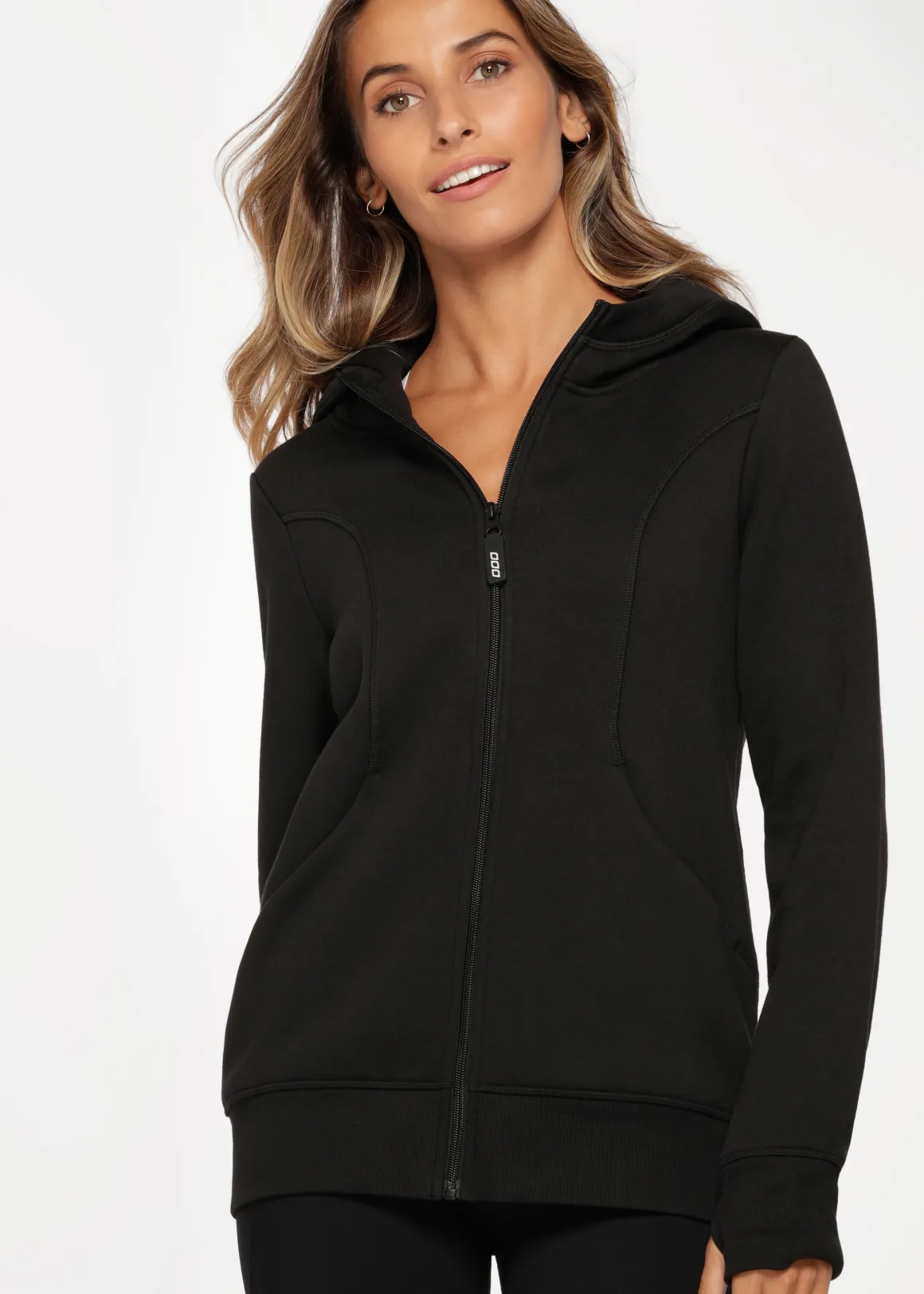 Lorna Jane Classic Zip Thru Hoodie Jacket Black Discount