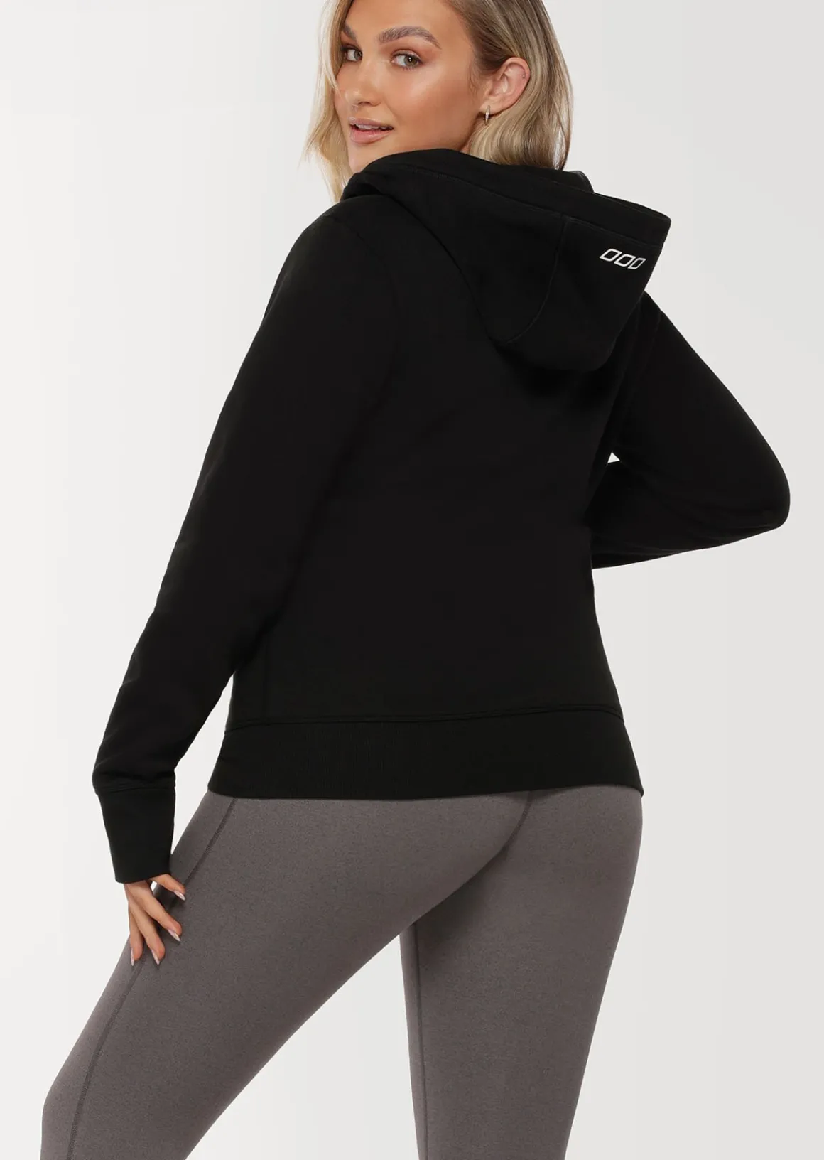Lorna Jane Classic Zip Thru Hoodie Jacket Black Discount