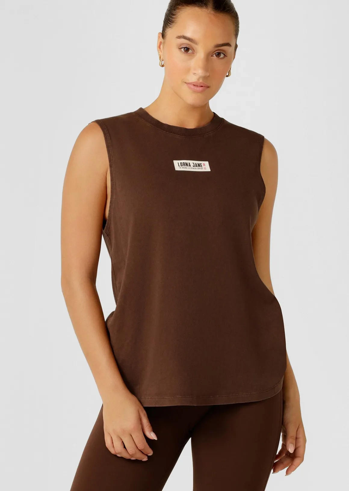 Lorna Jane Conquer Washed Muscle Tank WashedEspresso Online