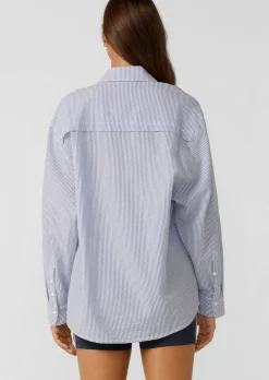 Lorna Jane Country Club Seersucker Shirt BlueStripe Discount