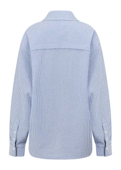 Lorna Jane Country Club Seersucker Shirt BlueStripe Discount