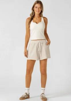 Lorna Jane Country Club Seersucker Shorts LatteStripe Sale