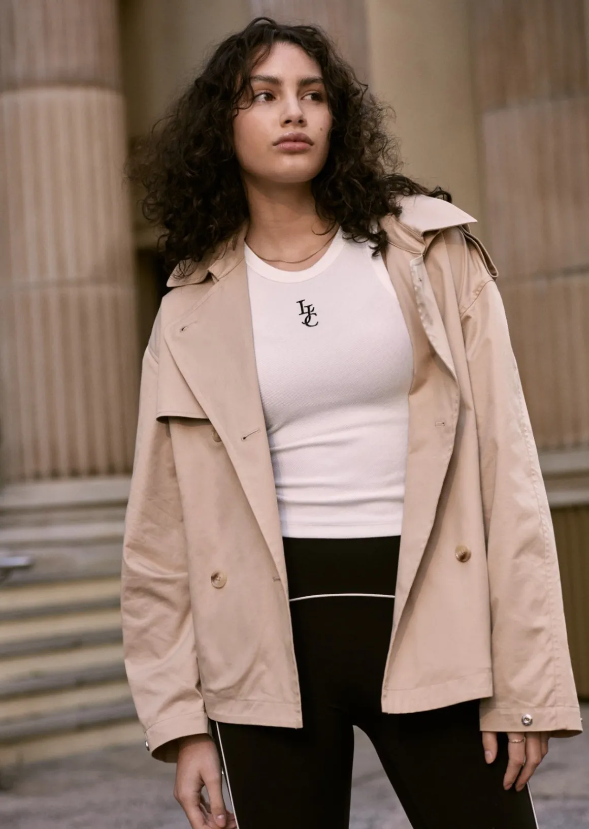 Lorna Jane Cropped Sports Trench Tan Clearance