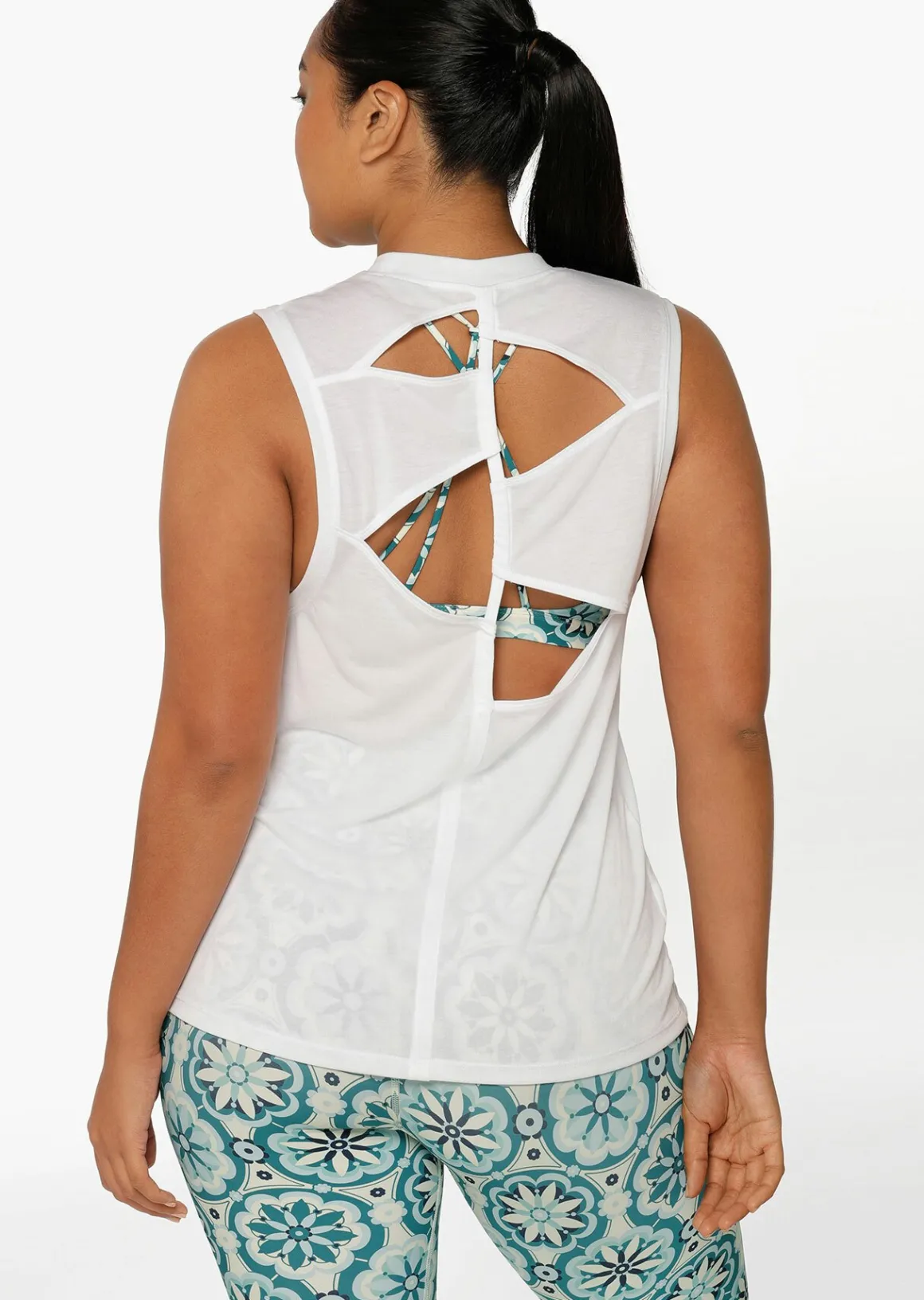 Lorna Jane Cutout Muscle Tank White Hot