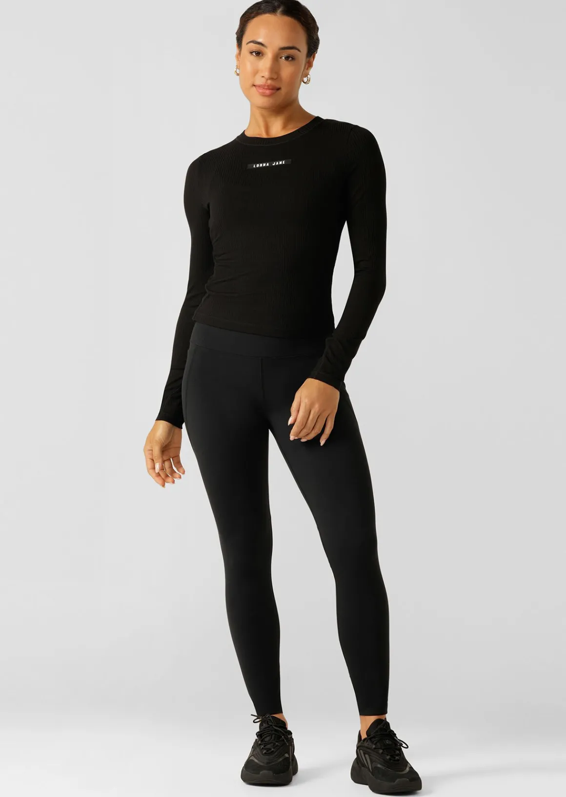 Lorna Jane Easy Adjust Longsleeve Rib Top Black New
