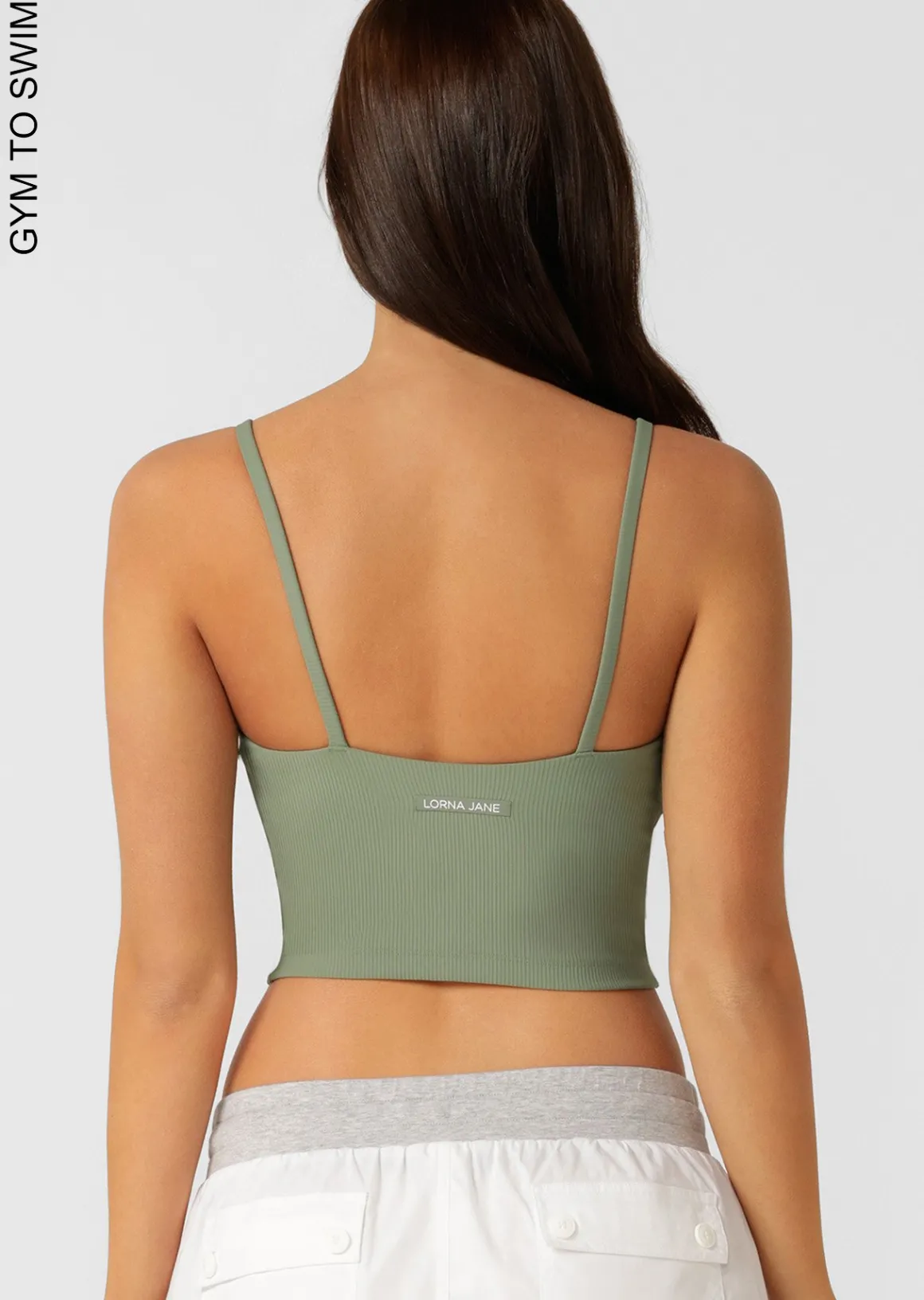 Lorna Jane Elemental Rib Tank Bra Combo LightKhaki Sale