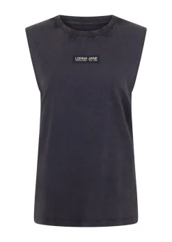 Lorna Jane Fade Away Washed Muscle Tank WashedMidnightBlue New