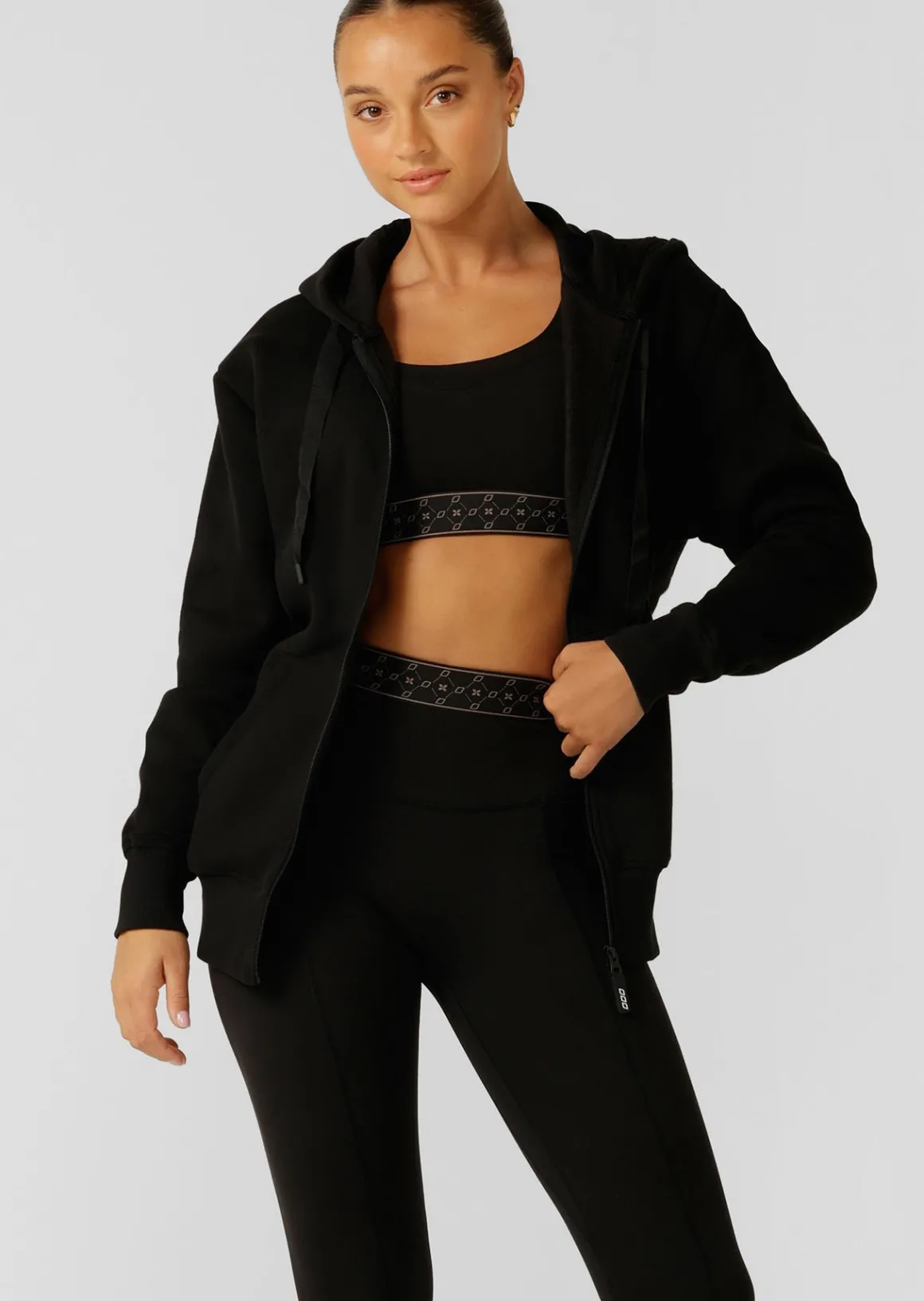Lorna Jane Fleece Zip Thru Hoodie Black Discount