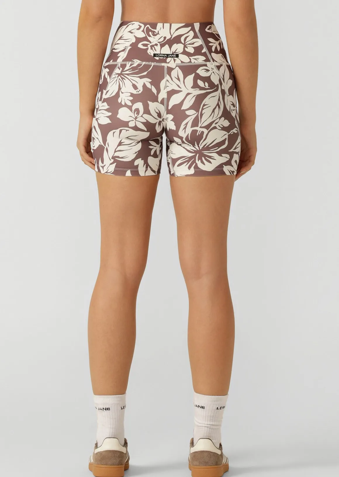 Lorna Jane Hibiscus Hi-Fold No Ride Bike Shorts HibiscusPrint Discount