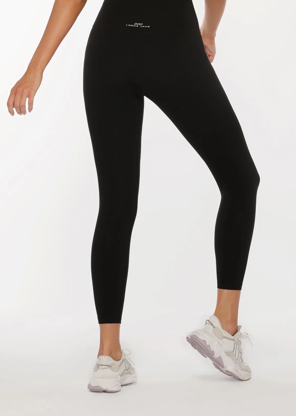 Lorna Jane Hi-Fold Lotus Ankle Biter Leggings Black Sale