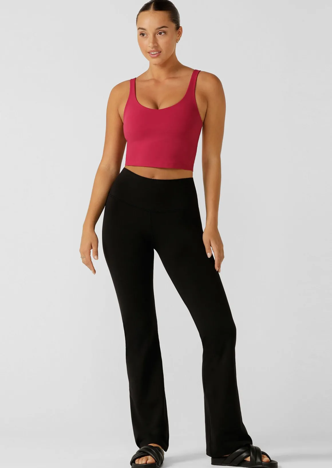 Lorna Jane Hi-Fold Lotus Bootleg Pant Black Clearance