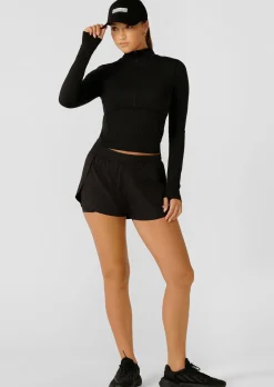 Lorna Jane High Definition Reflective 1/2 Zip Long Sleeve Top BlackReflectiveMonogramPrint Best