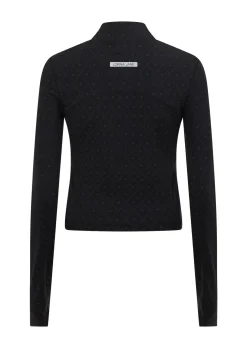 Lorna Jane High Definition Reflective 1/2 Zip Long Sleeve Top BlackReflectiveMonogramPrint Best