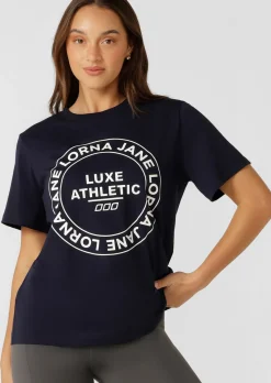 Lorna Jane Iconic Heritage Relaxed T-Shirt FrenchNavy Clearance