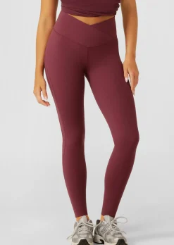 Lorna Jane Inspire Wrap Waist Full Length Leggings Mulberry Outlet