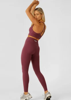 Lorna Jane Inspire Wrap Waist Full Length Leggings Mulberry Outlet