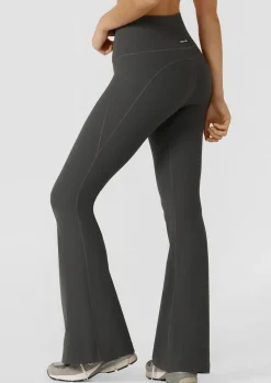 Lorna Jane Irresistible Hi Fold Rib Flared Leggings Titanium Clearance