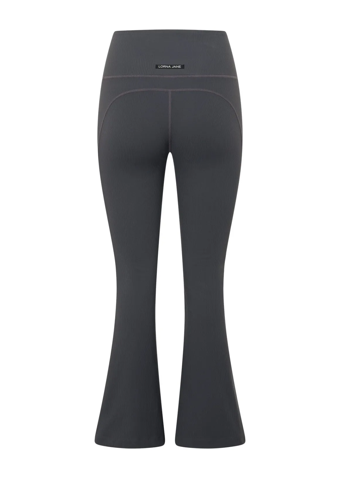 Lorna Jane Irresistible Hi Fold Rib Flared Leggings Titanium Clearance