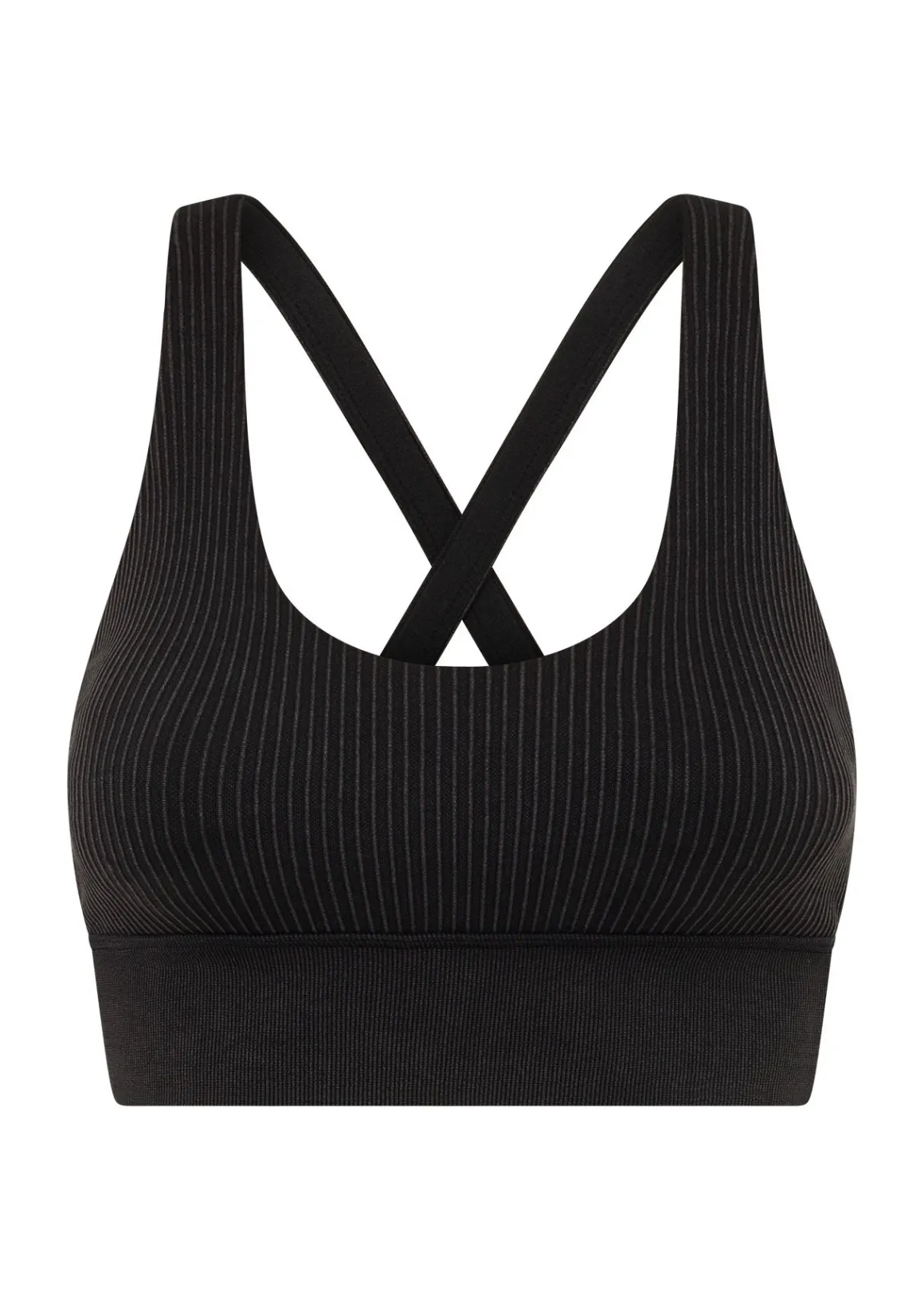 Lorna Jane It Girl Wide Rib Seamless Sports Bra WashedBlack Discount