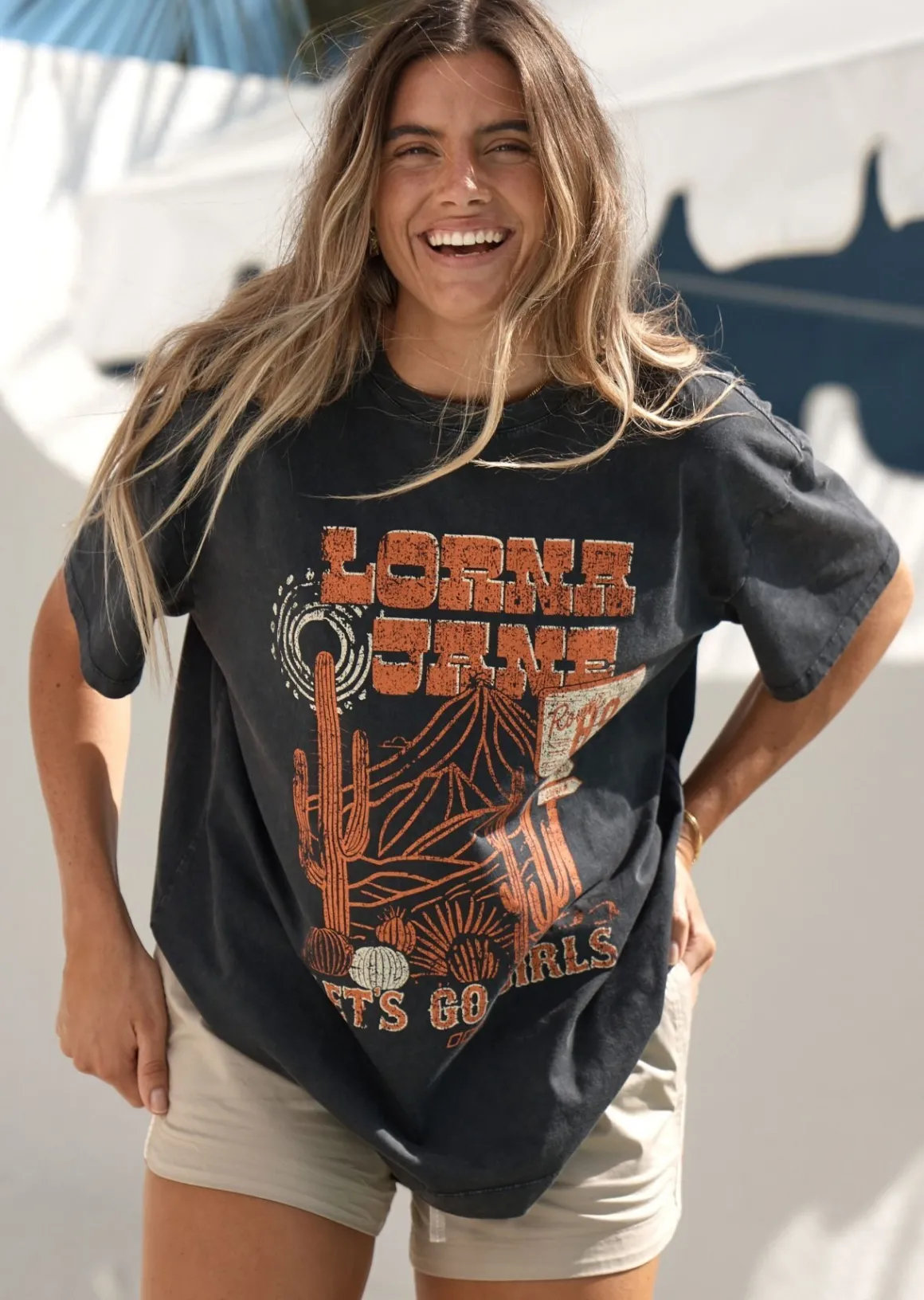 Lorna Jane Let's Go Girls Boyfriend T-Shirt WashedBlack Hot