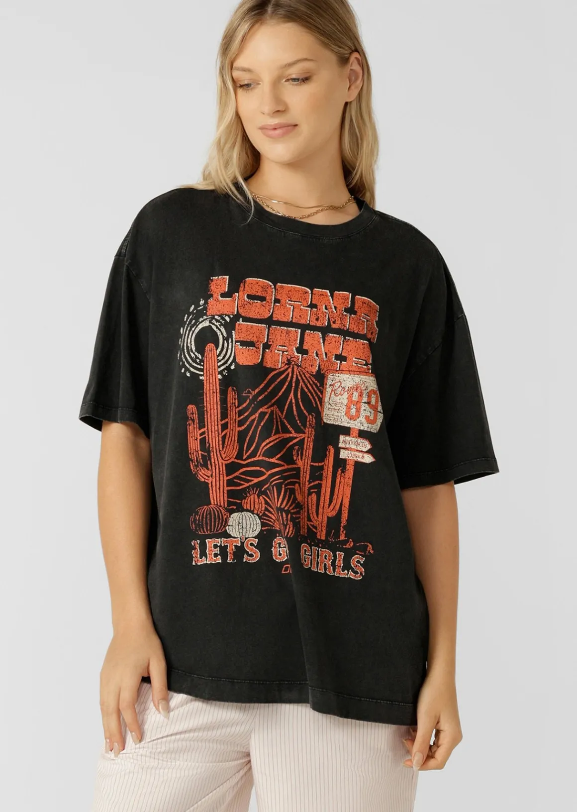 Lorna Jane Let's Go Girls Boyfriend T-Shirt WashedBlack Hot