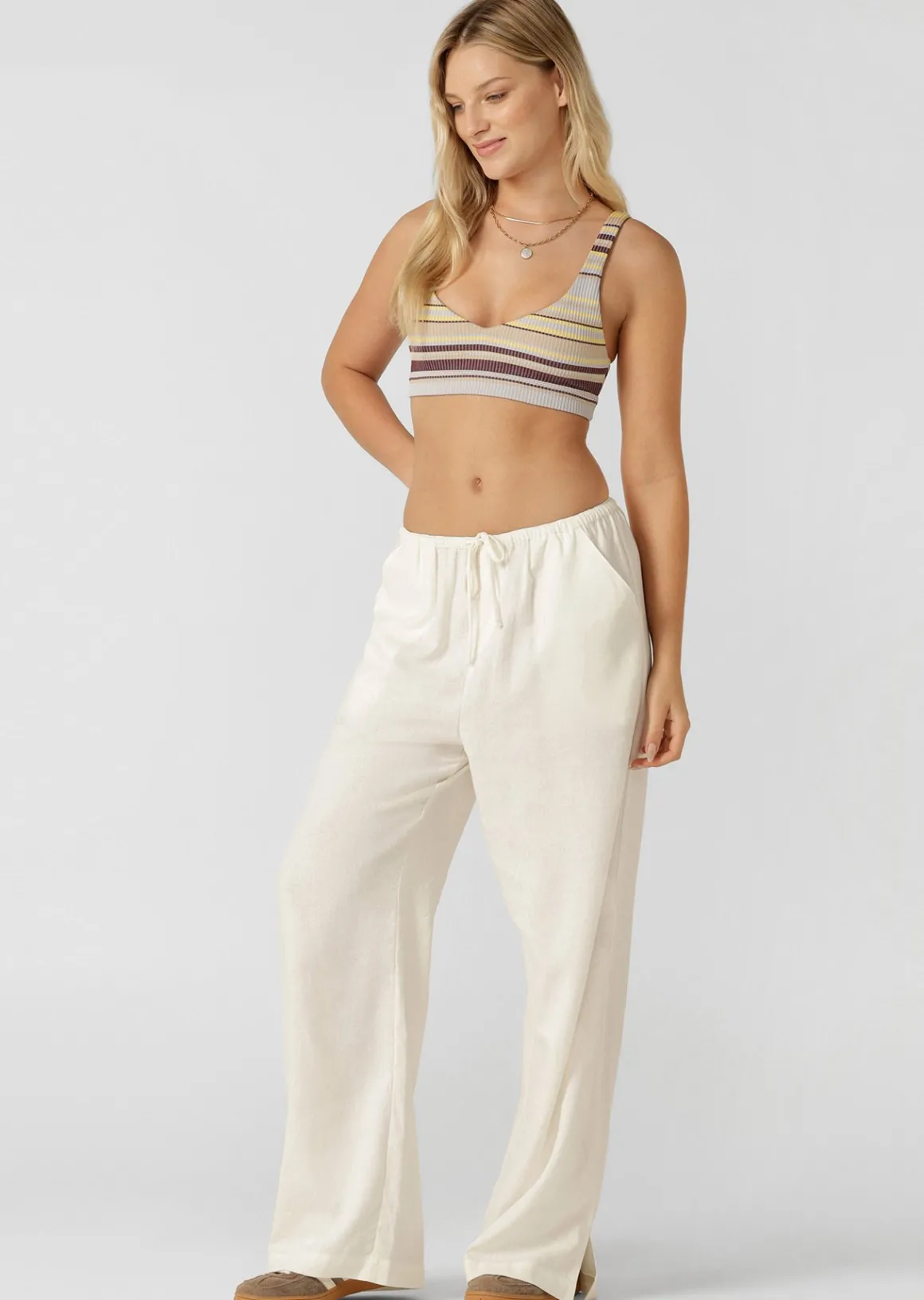 Lorna Jane Linen Lounge Pants Porcelain Clearance