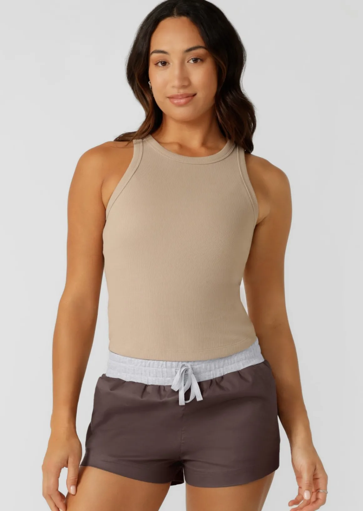 Lorna Jane LJ Basics Rib Tank Latte Discount