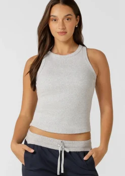Lorna Jane LJ Basics Rib Tank LightGreyMarl New