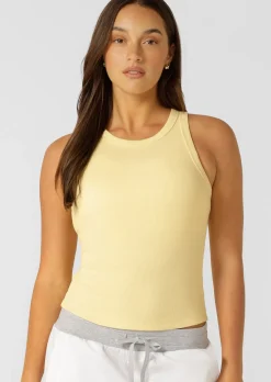 Lorna Jane LJ Basics Rib Tank LemonCream Sale