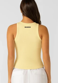 Lorna Jane LJ Basics Rib Tank LemonCream Sale