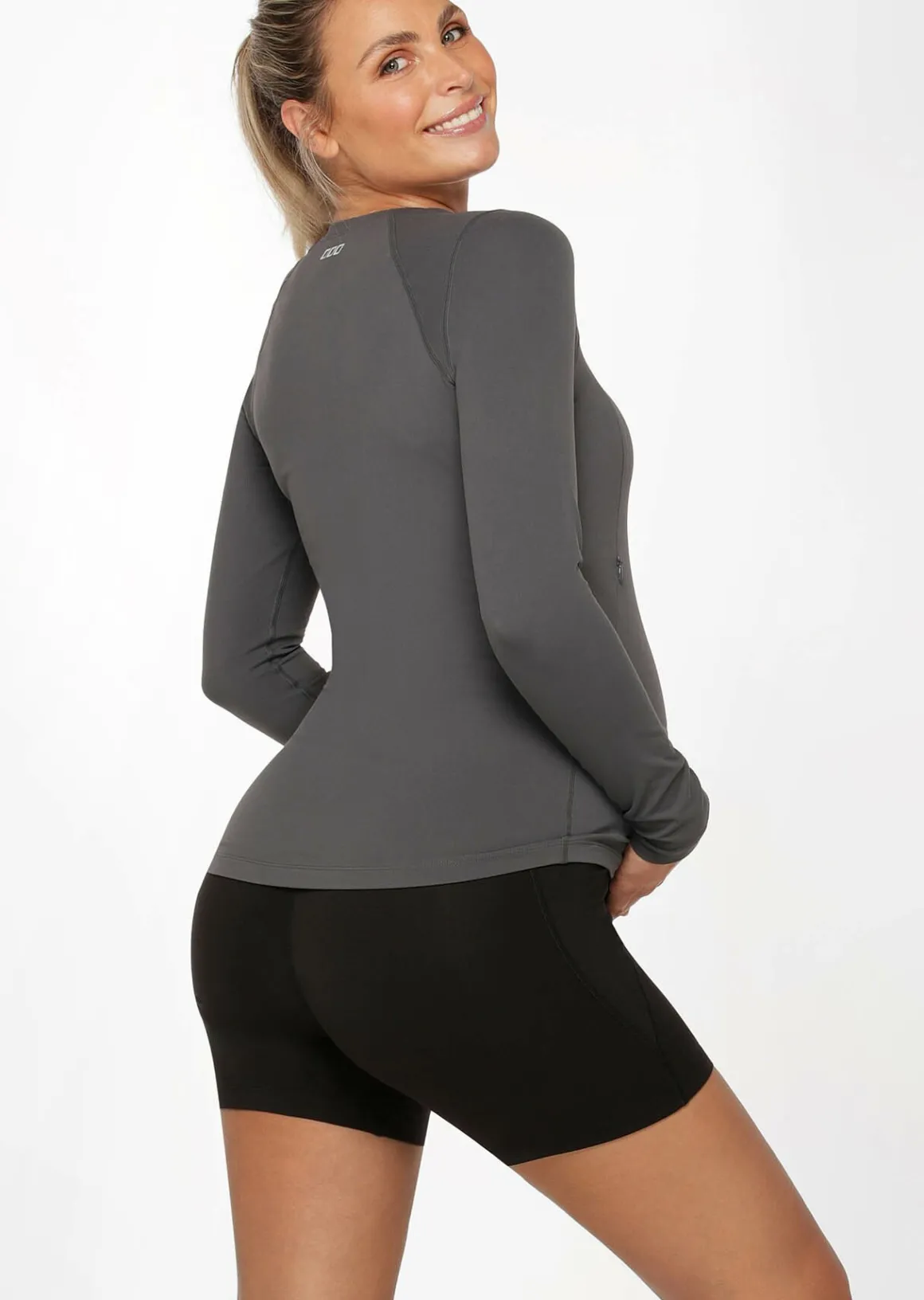 Lorna Jane LJ Maternity Active Feeding Long Sleeve Top Titanium Discount